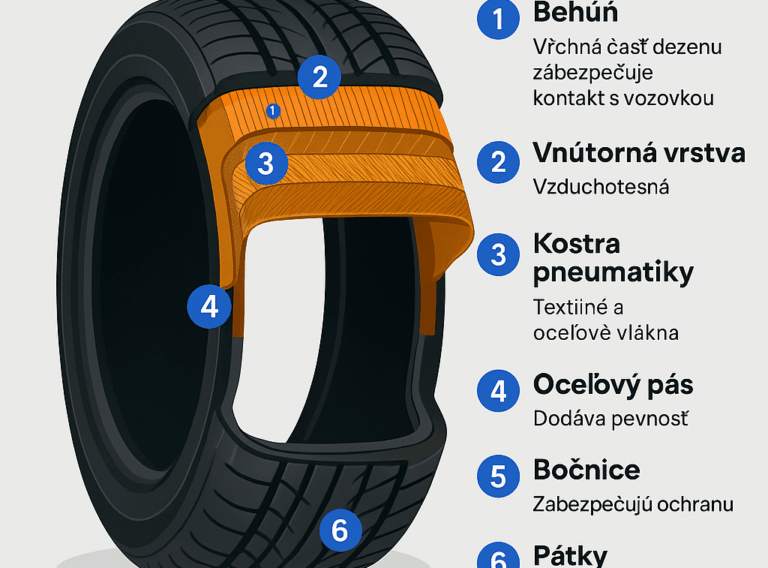 Štruktúra modernej pneumatiky – zobrazenie vrstiev a ich funkcie